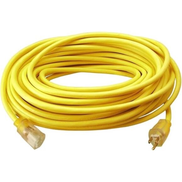 Outdoor Extension Cord, 50 Ft, 12 gauge 3 prong, Heavy Duty, SJTW Cord, Yellow - Picture 14 of 16